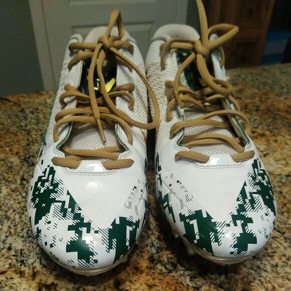 RARE Nike Alpha Pro Football Silver Cleats Men\'s Size 12.5 White Mid Flywire main image 4